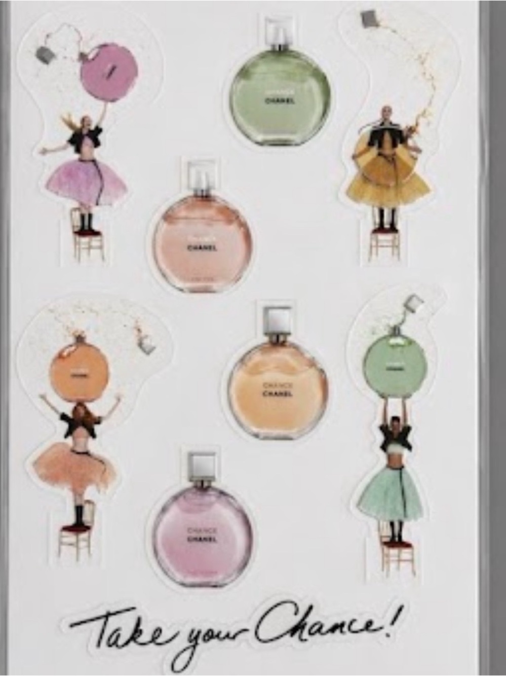 Vintage CHANEL Chance Perfume Promotional Sticker Sheet